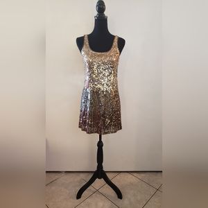 EXPRESS Gold Ombre Sequins Dress